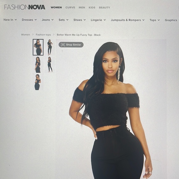 Fashion Nova Fuzzy Top - Black - Picture 4 of 4
